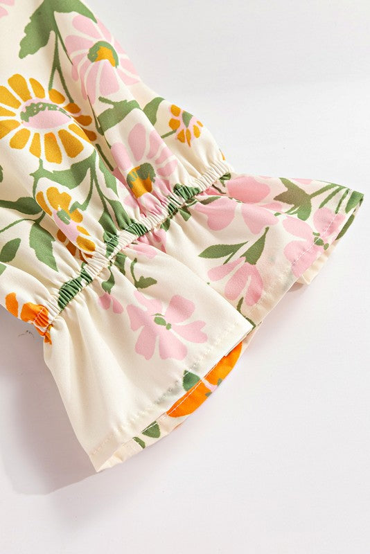 Multicolor Half Sleeve Boho Floral Blouse