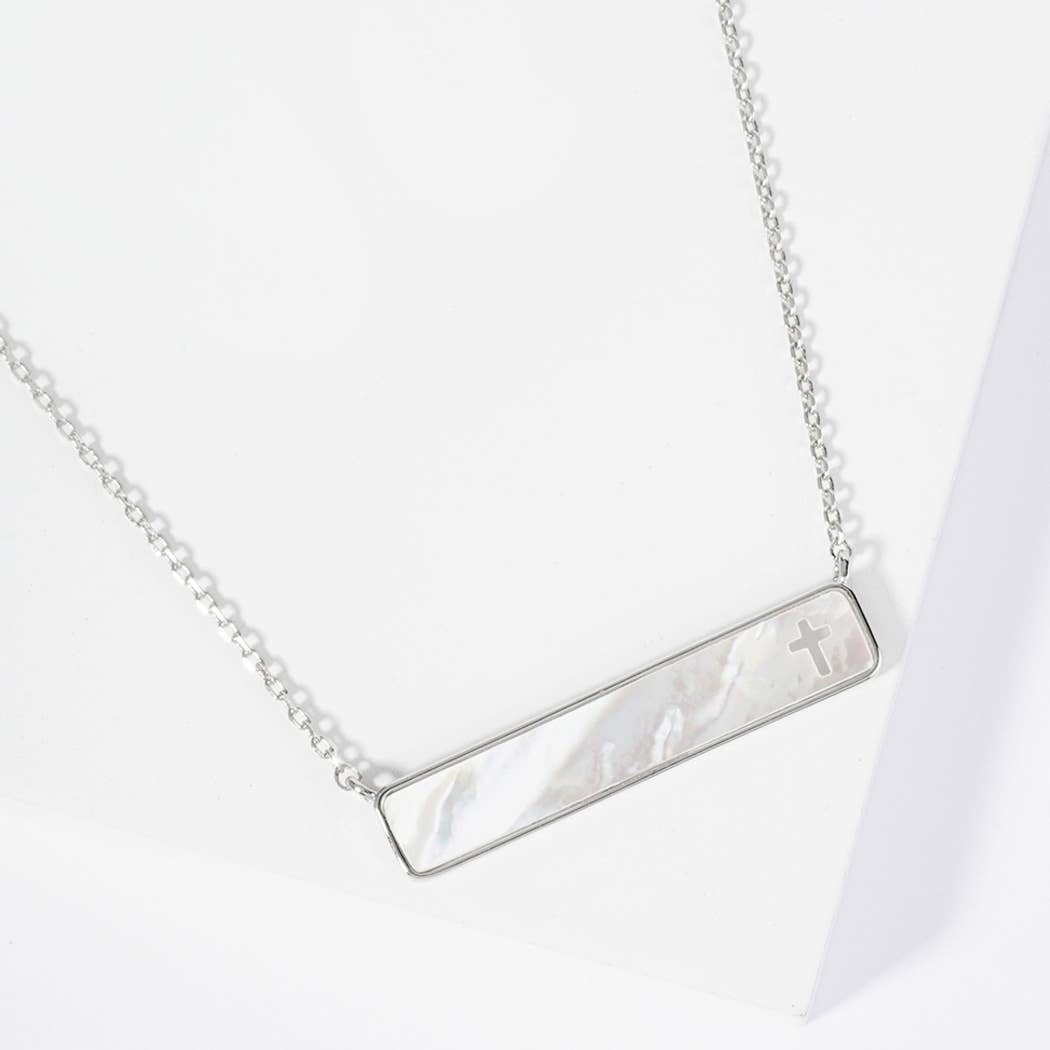 Mother of Pearl Bar Necklace - Gold & Silver