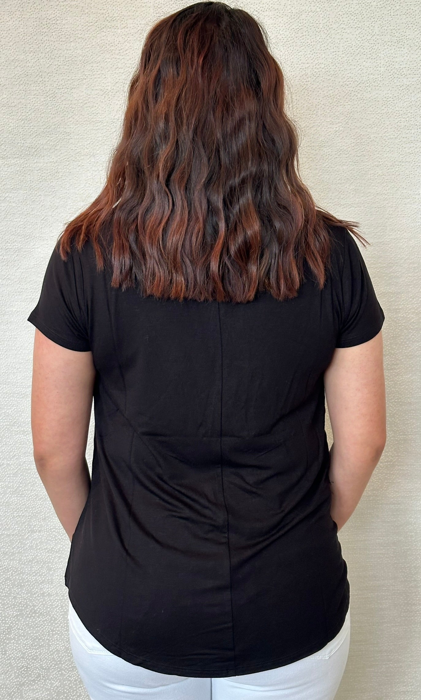 Flowy Round Hem Rayon Short Sleeve Top