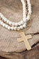 Multi Strand Wood Beads Cross Necklace