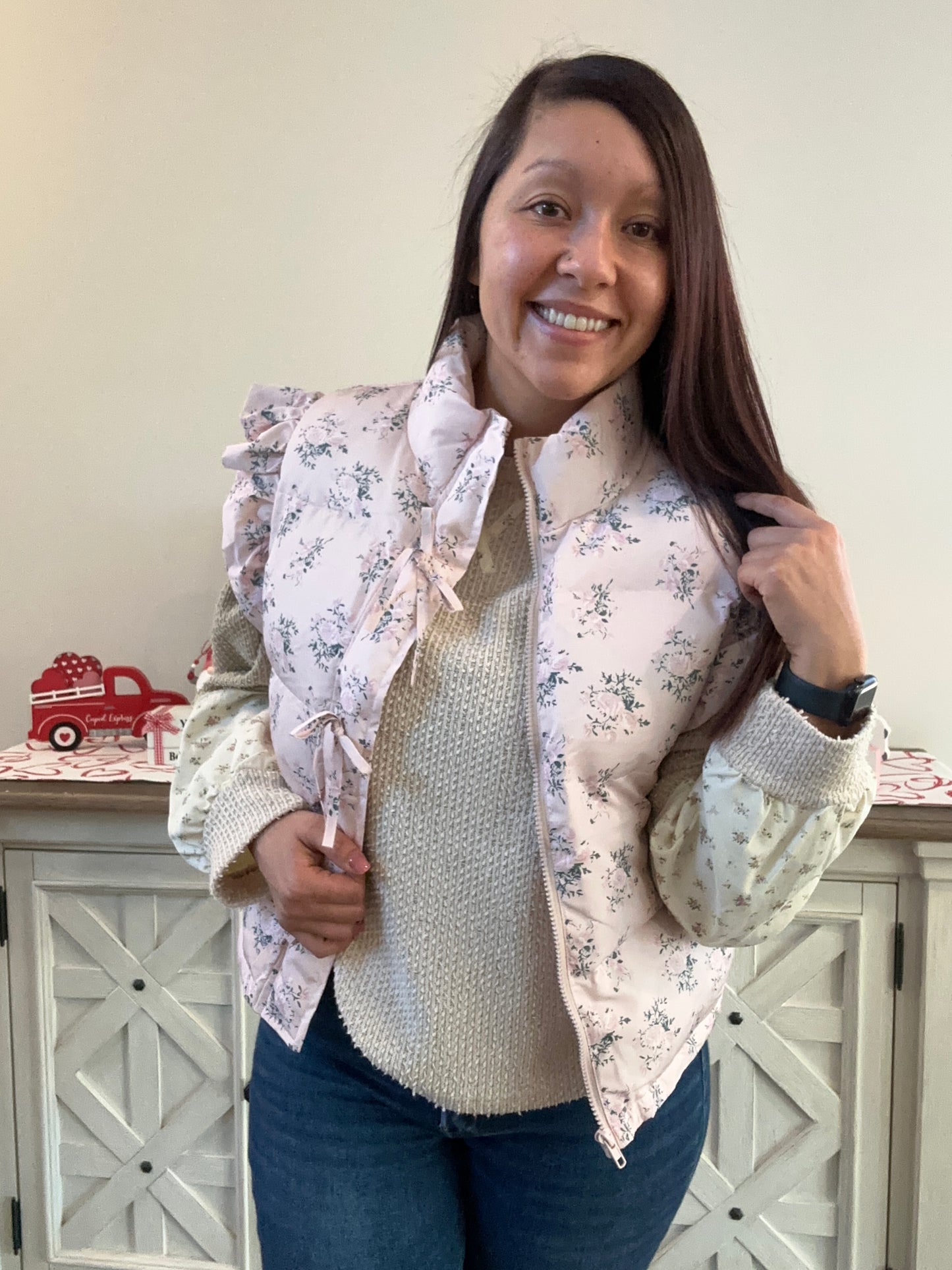 Sweetheart Floral Puffer Vest