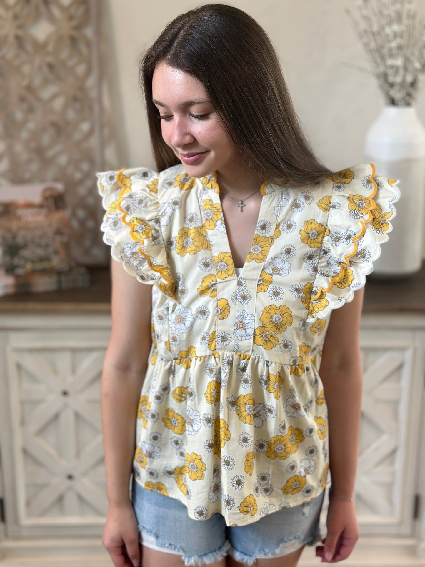 Floral Print Peplum Top