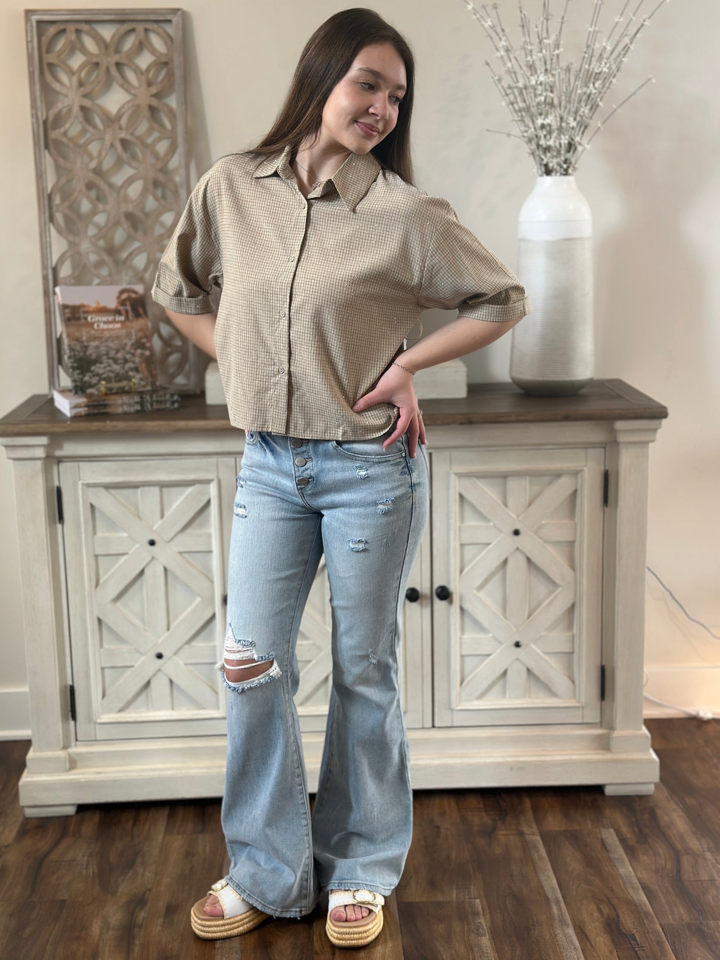 Midtown Shine Button-Up Shirt ✨🤍