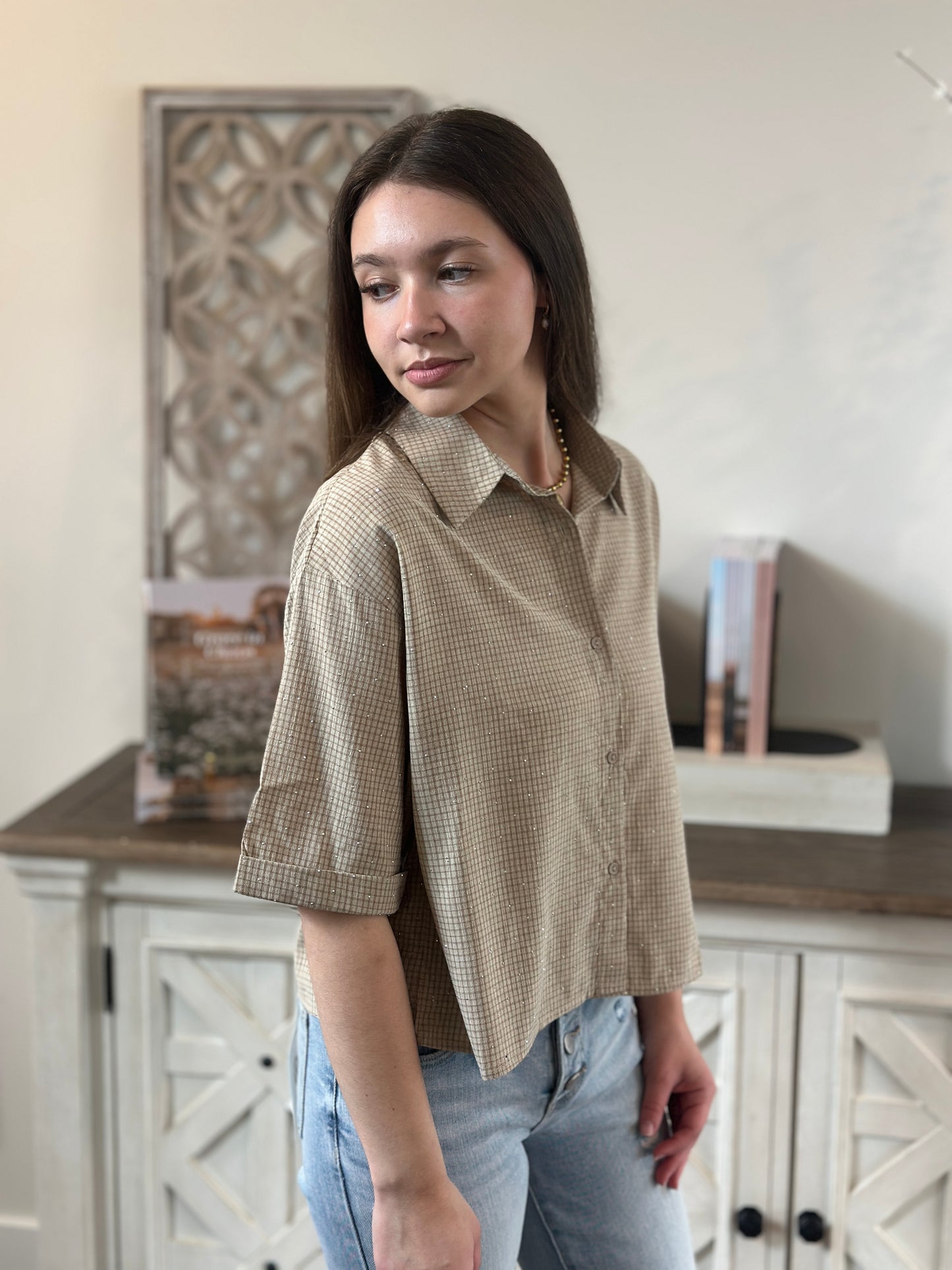 Midtown Shine Button-Up Shirt ✨🤍