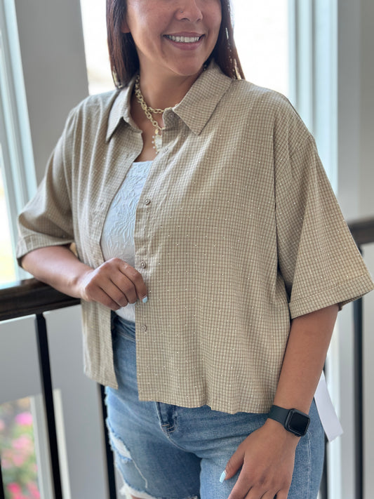 Midtown Shine Button-Up Shirt ✨🤍
