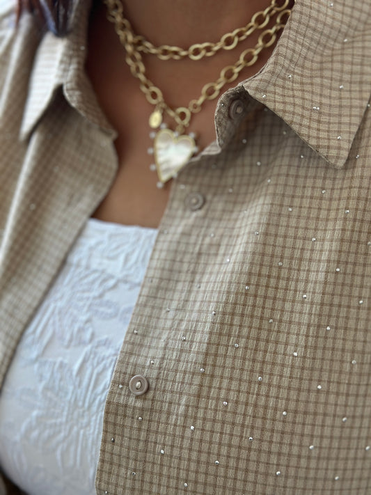 Midtown Shine Button-Up Shirt ✨🤍