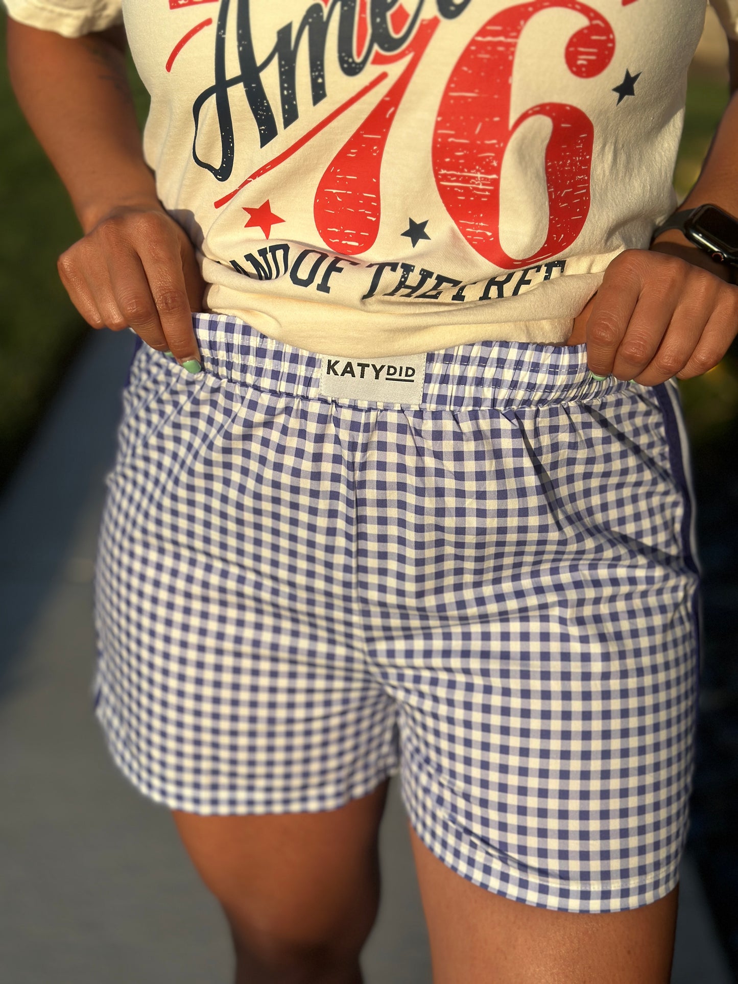 Freedom Blue Gingham Boxer Shorts