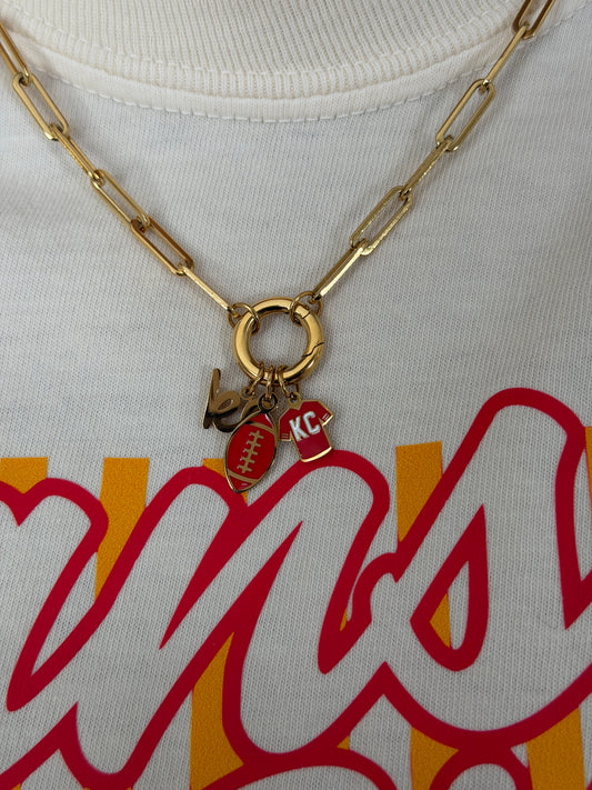 KC Football Charm Necklace