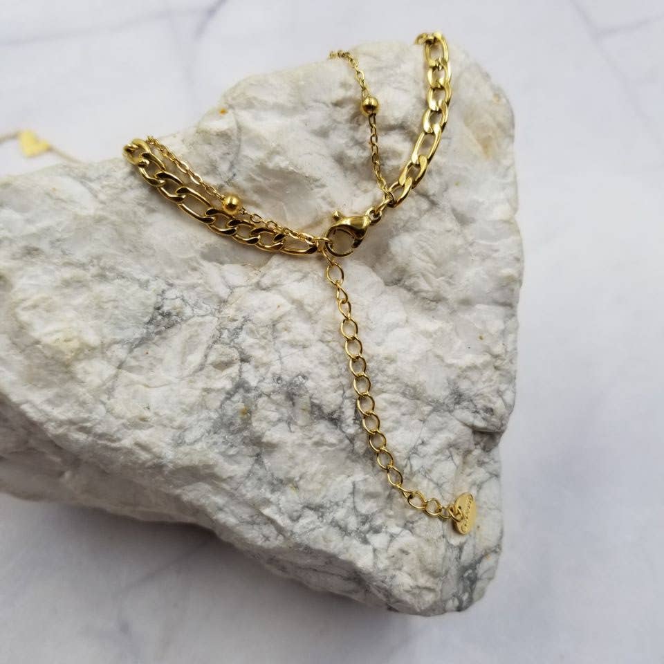 Layered Gold Heart Charm Necklace