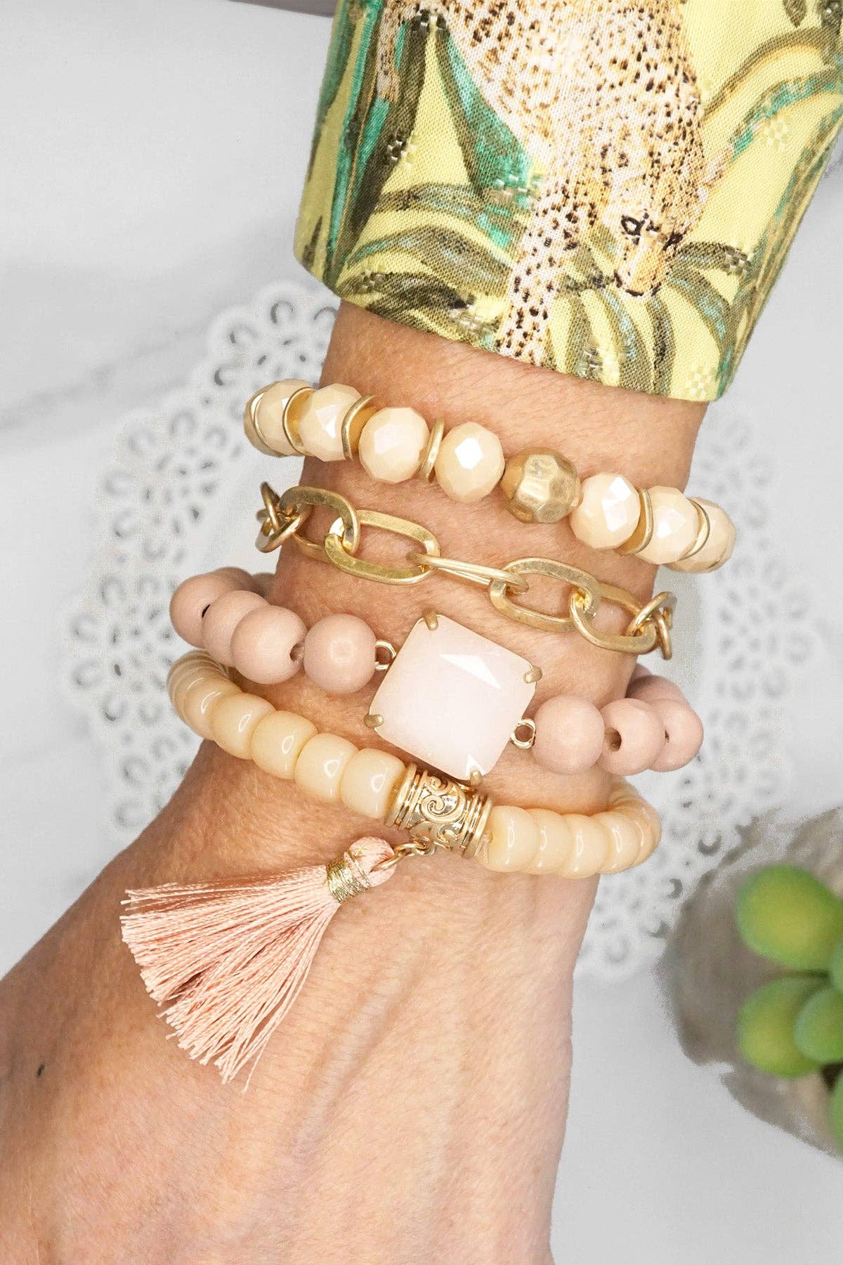 Boho Beads Tassel Bracelets Set