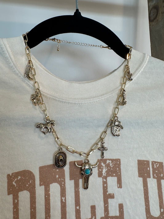 Assorted Western Bull Charm Necklace
