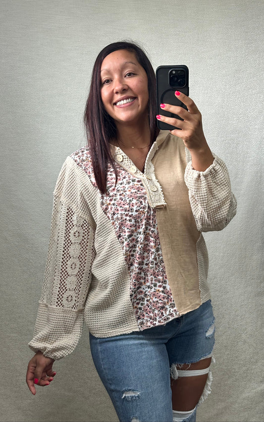 Enchanted Love Buttoned Hoodie Top