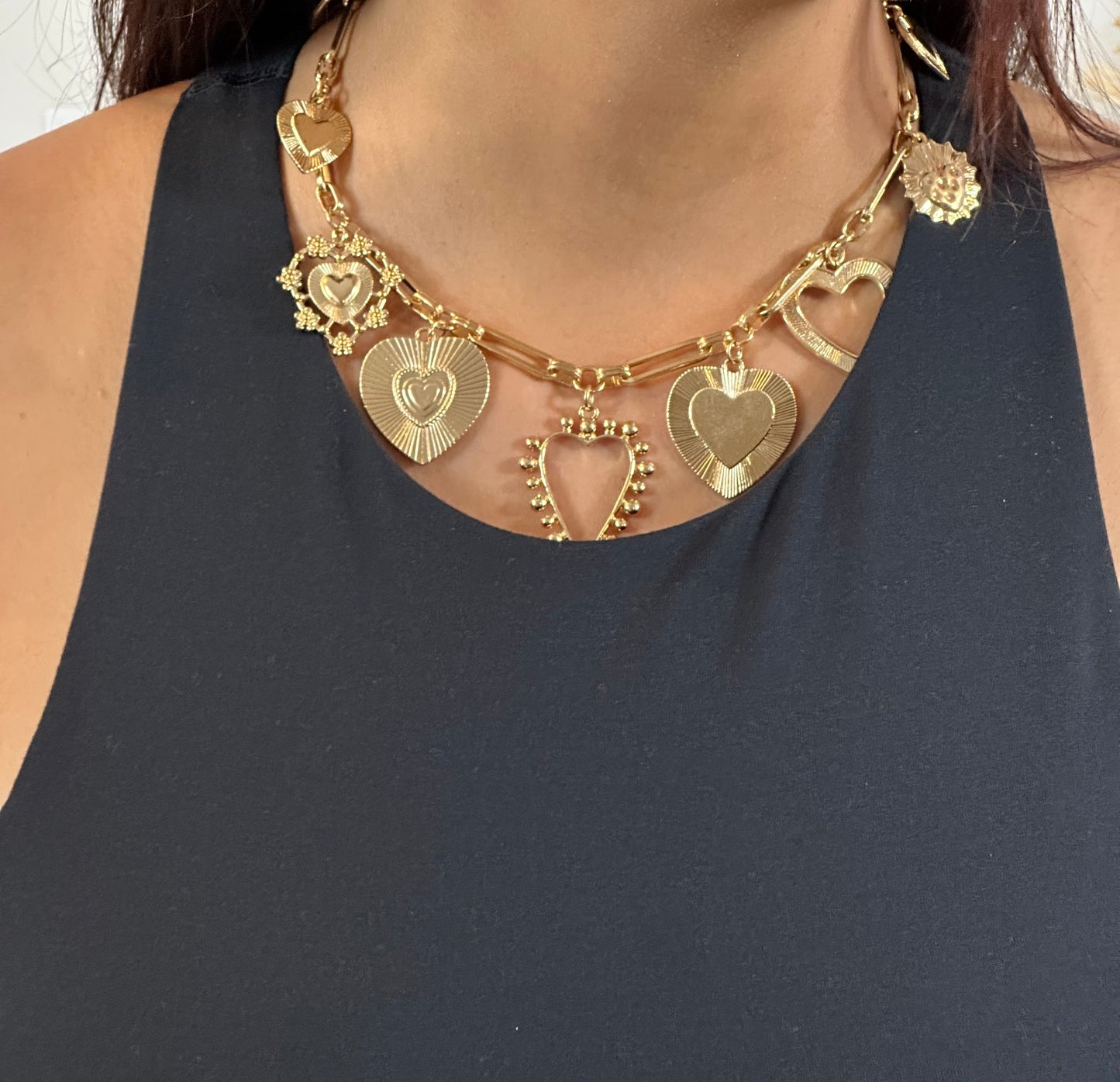Multi Heart Charm Necklace