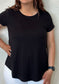 Flowy Round Hem Rayon Short Sleeve Top
