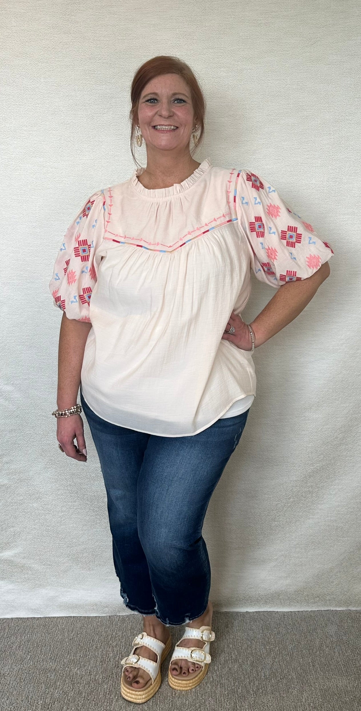 Embroidered High Neck Top
