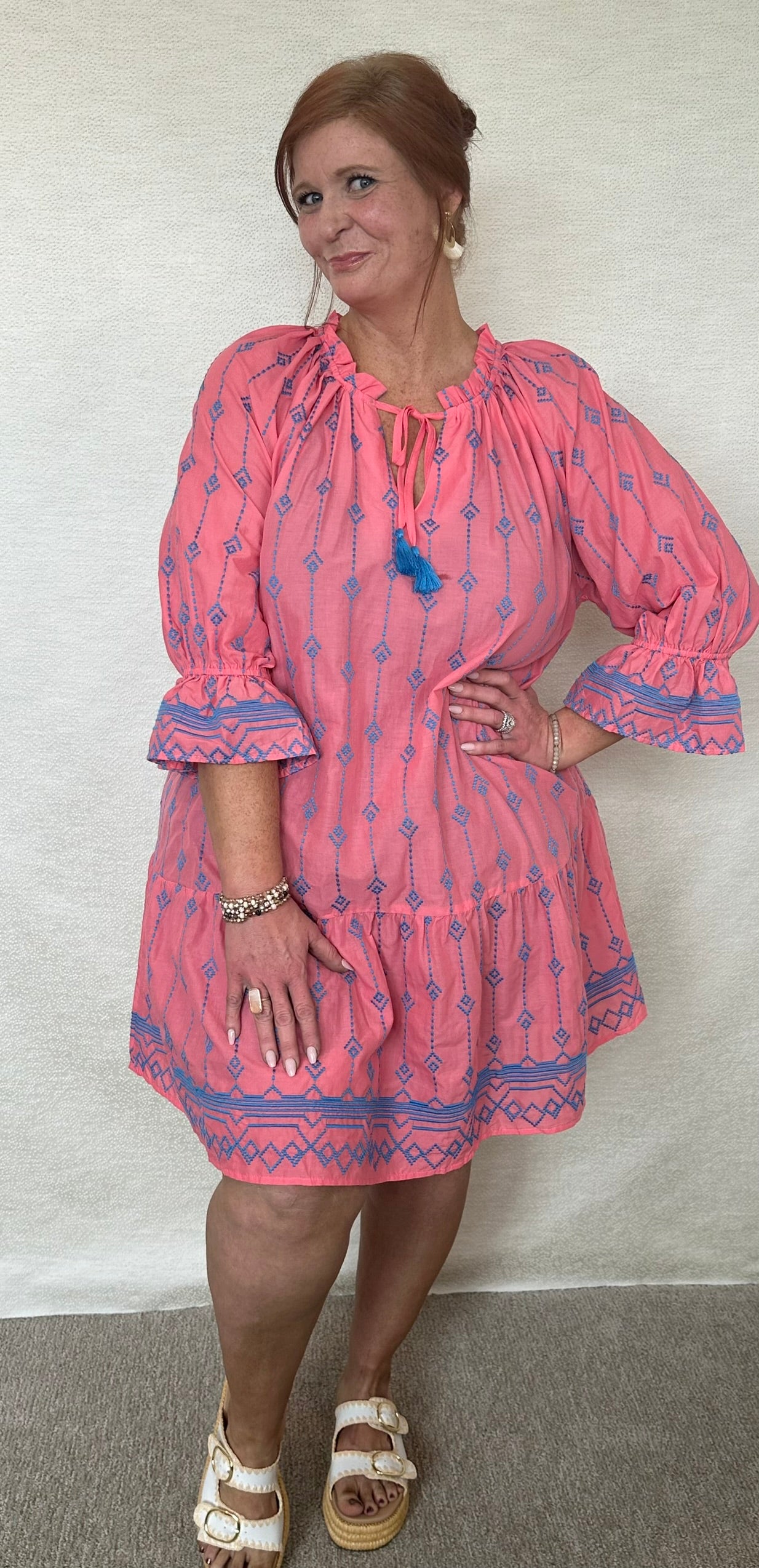 Tulum Breeze Embroidered Tiered Dress