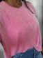 Ribbed Striped Oversized Top-Hot Pink