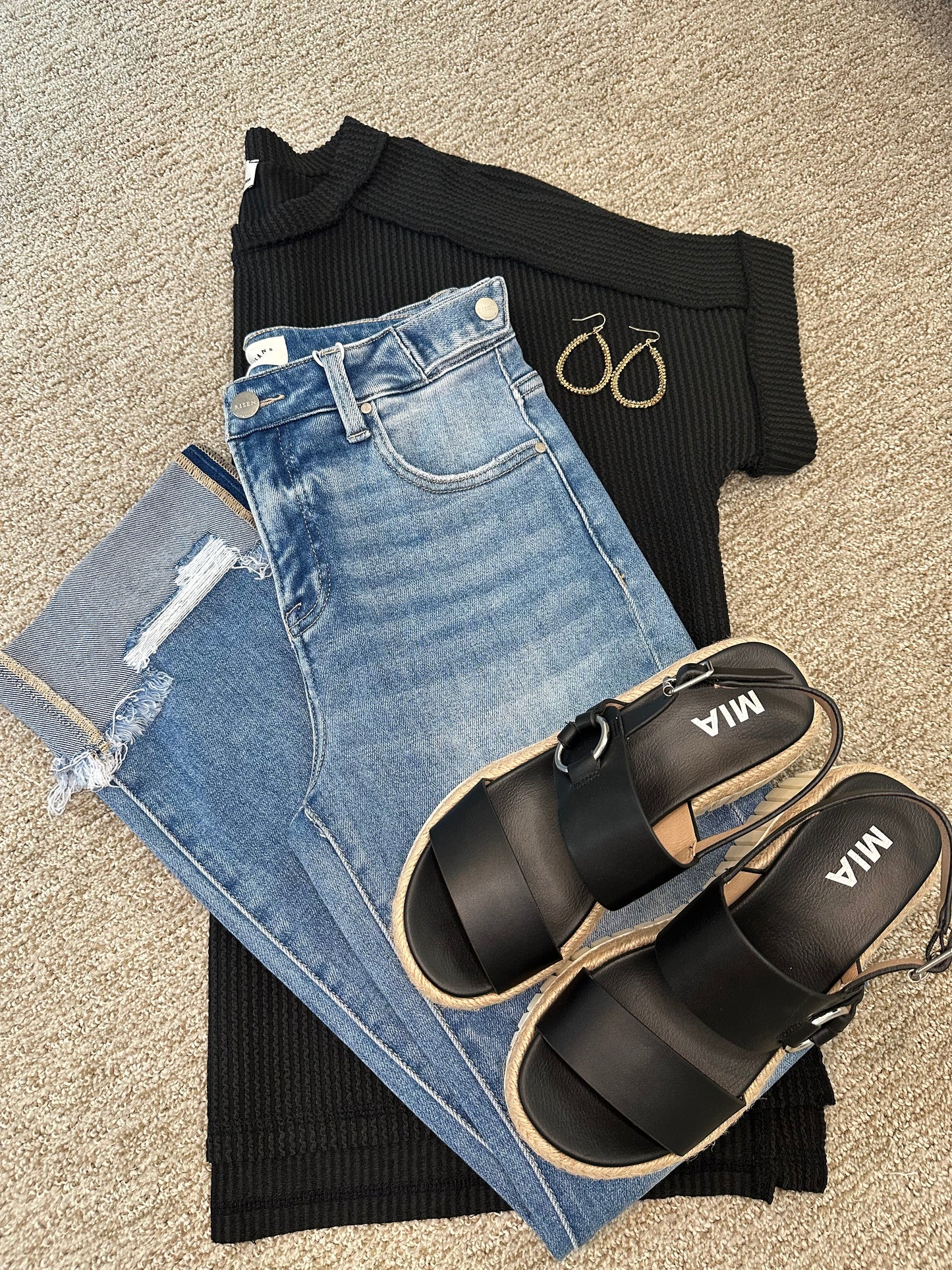 Tummy Control High Rise Crop Straight Cuff Jean