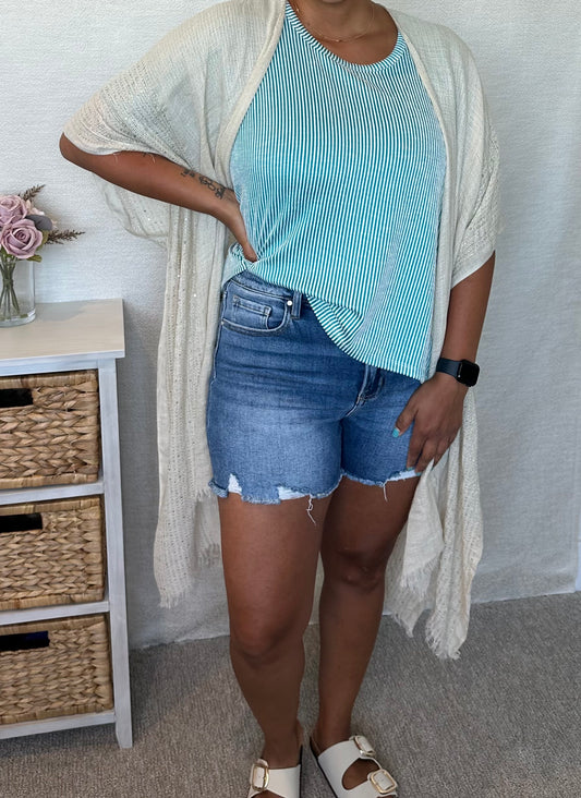 Sequin Frayed Kimono