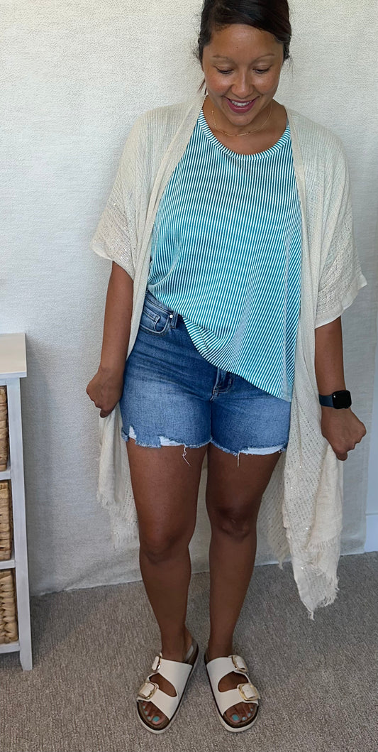 Sequin Frayed Kimono