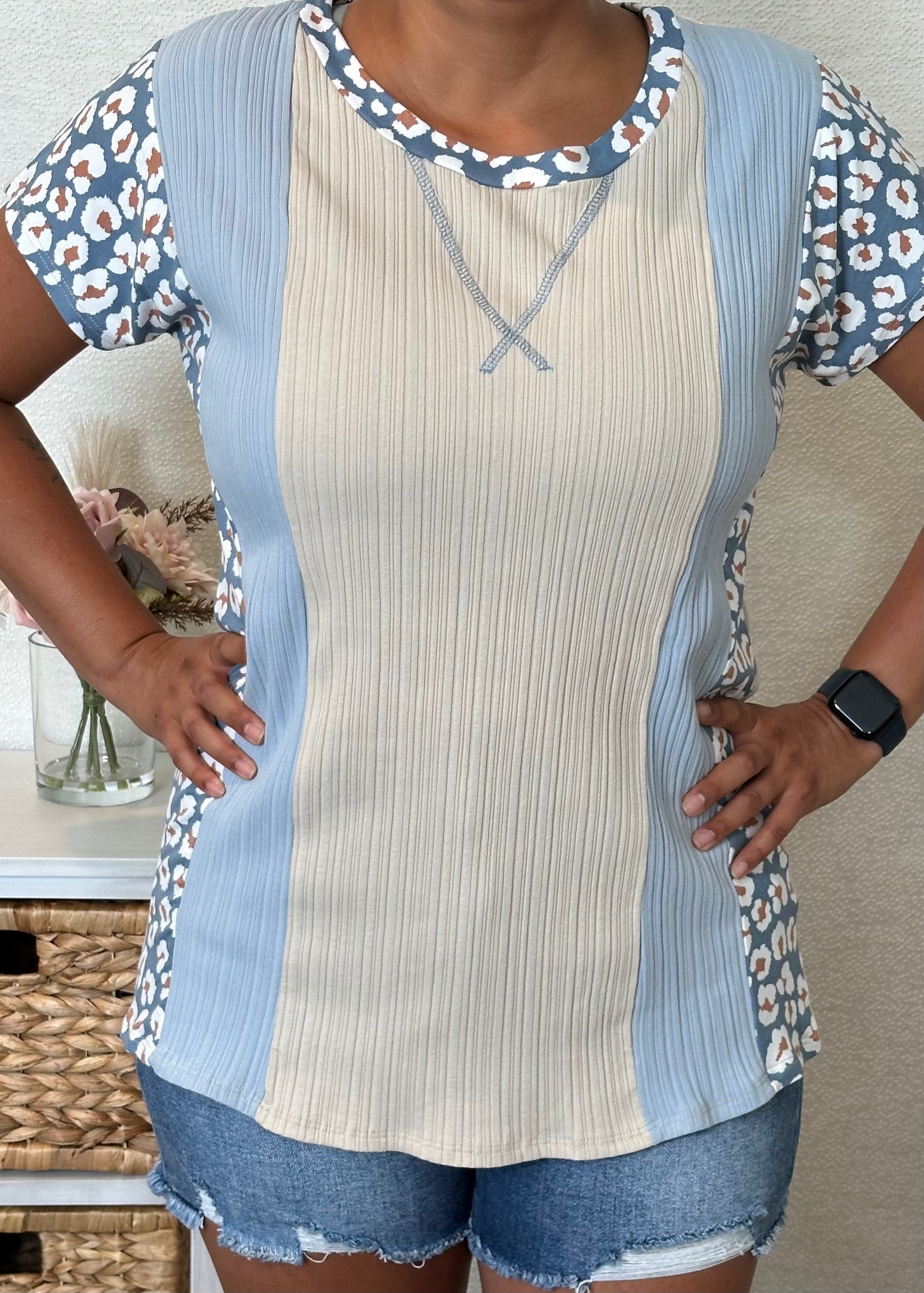Leopard Colorblock Top