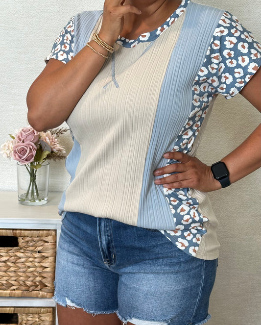 Leopard Colorblock Top