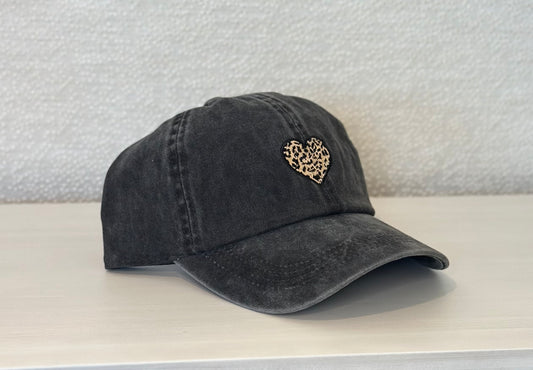 Leopard Heart Vintage Baseball Cap