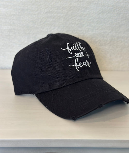 Faith Over Fear Distress Baseball Cap