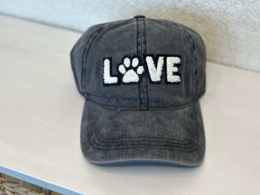 LOVE Paw Print Vintage Baseball Cap
