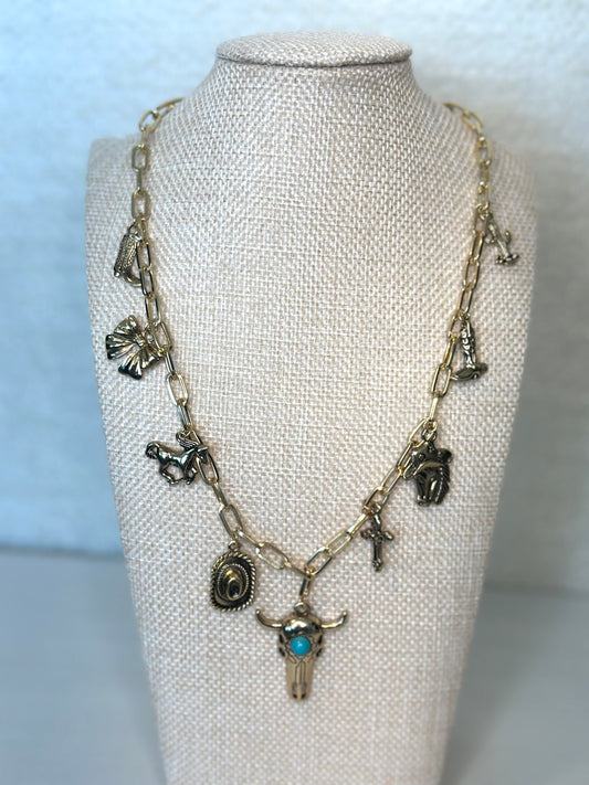 Assorted Western Bull Charm Necklace