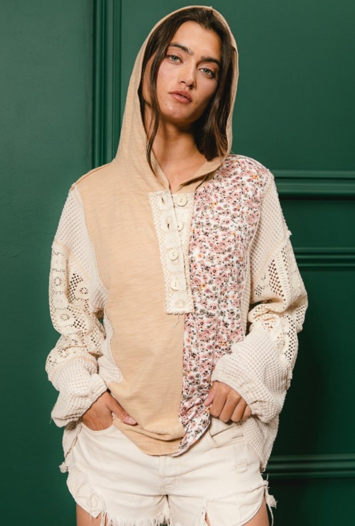 Enchanted Love Buttoned Hoodie Top