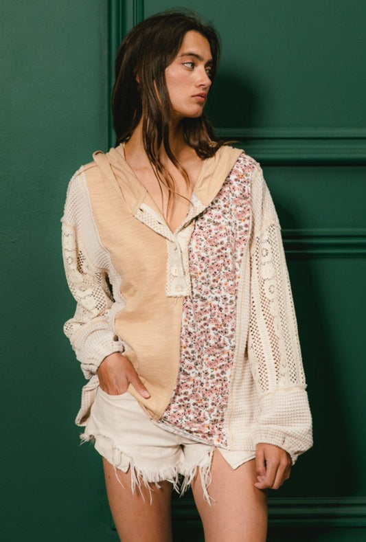 Enchanted Love Buttoned Hoodie Top