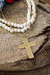 Multi Strand Wood Beads Cross Necklace