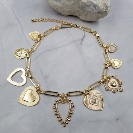 Multi Heart Charm Necklace