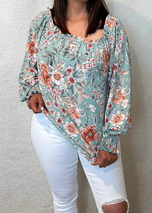 Off The Shoulder Floral Print Woven Top