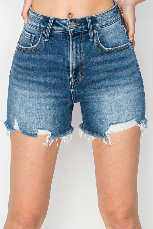 High-Rise Distressed Shorts