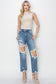 High Rise Crop Straight Jeans