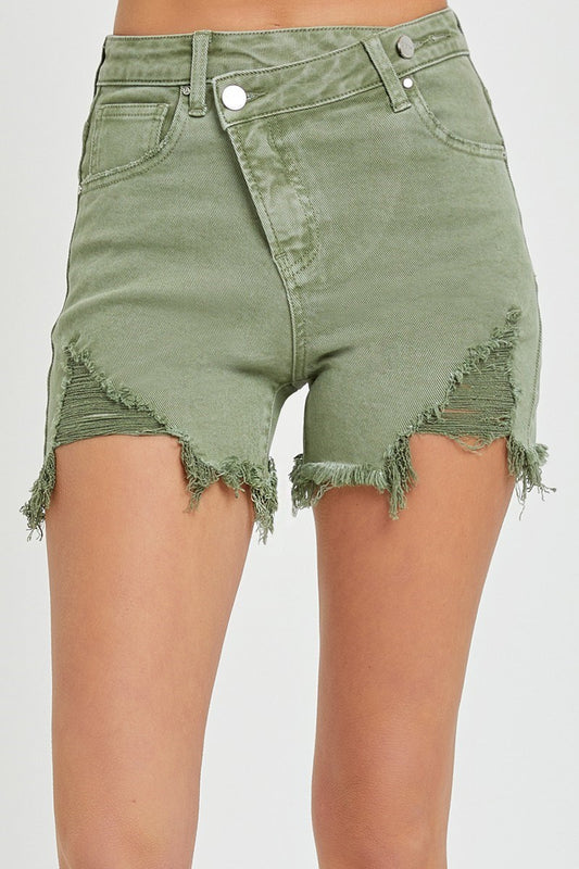 High-Rise Olive Shorts