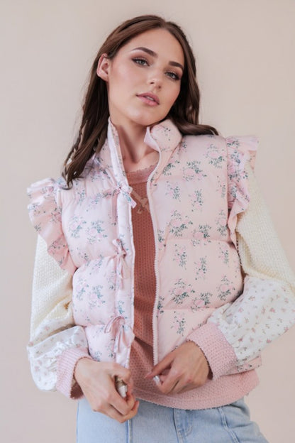 Sweetheart Floral Puffer Vest