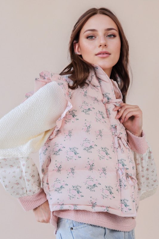Sweetheart Floral Puffer Vest