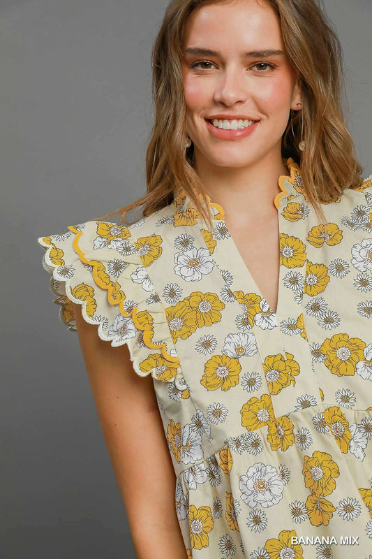 Floral Print Peplum Top