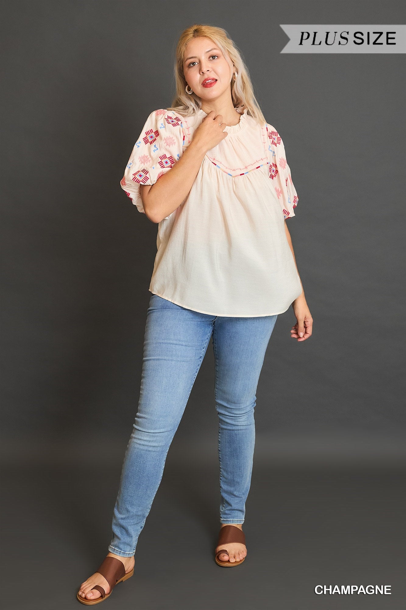 Embroidered High Neck Top