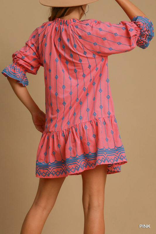 Tulum Breeze Embroidered Tiered Dress