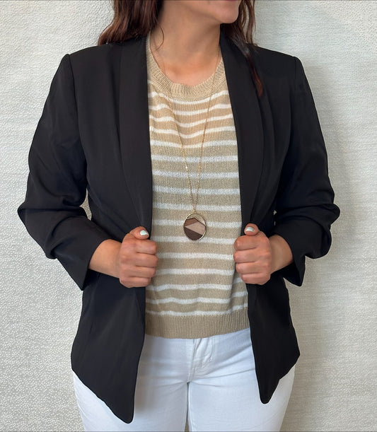 3/4 Sleeve Open Front Blazer