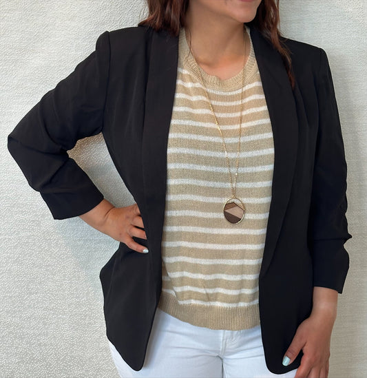 3/4 Sleeve Open Front Blazer