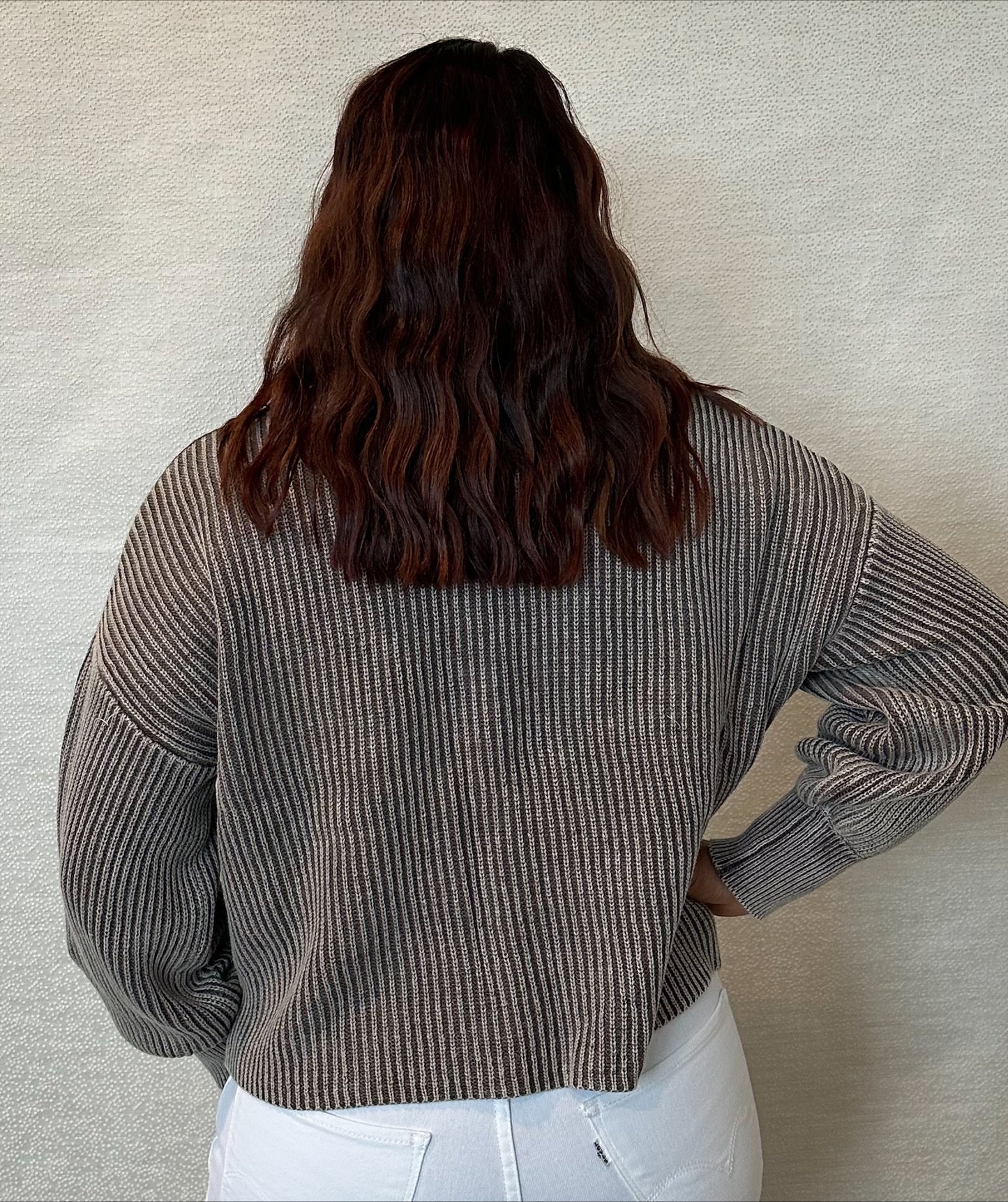 Washed Collared Henley Sweater